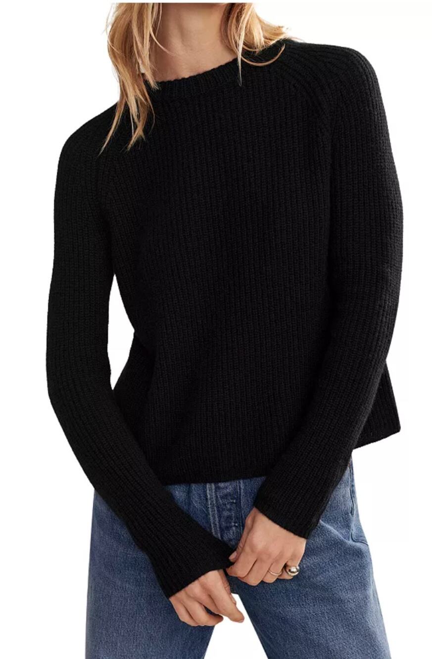 Jenni Kayne XL Iconic 100% Cashmere $425 Fisherman Sweater Crewneck Black